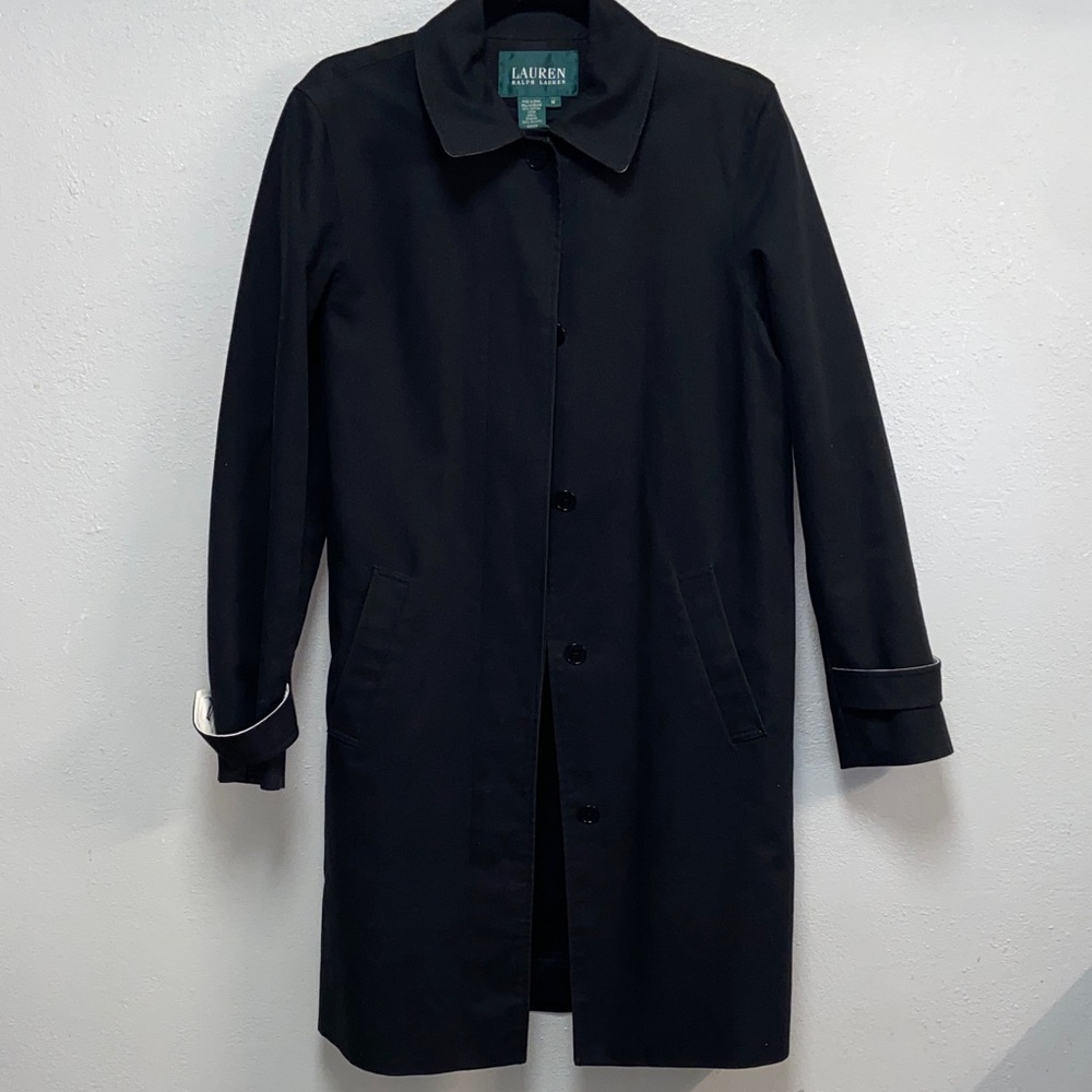 Lauren Ralph Lauren Classic Lined Black Raincoat Trench Coat